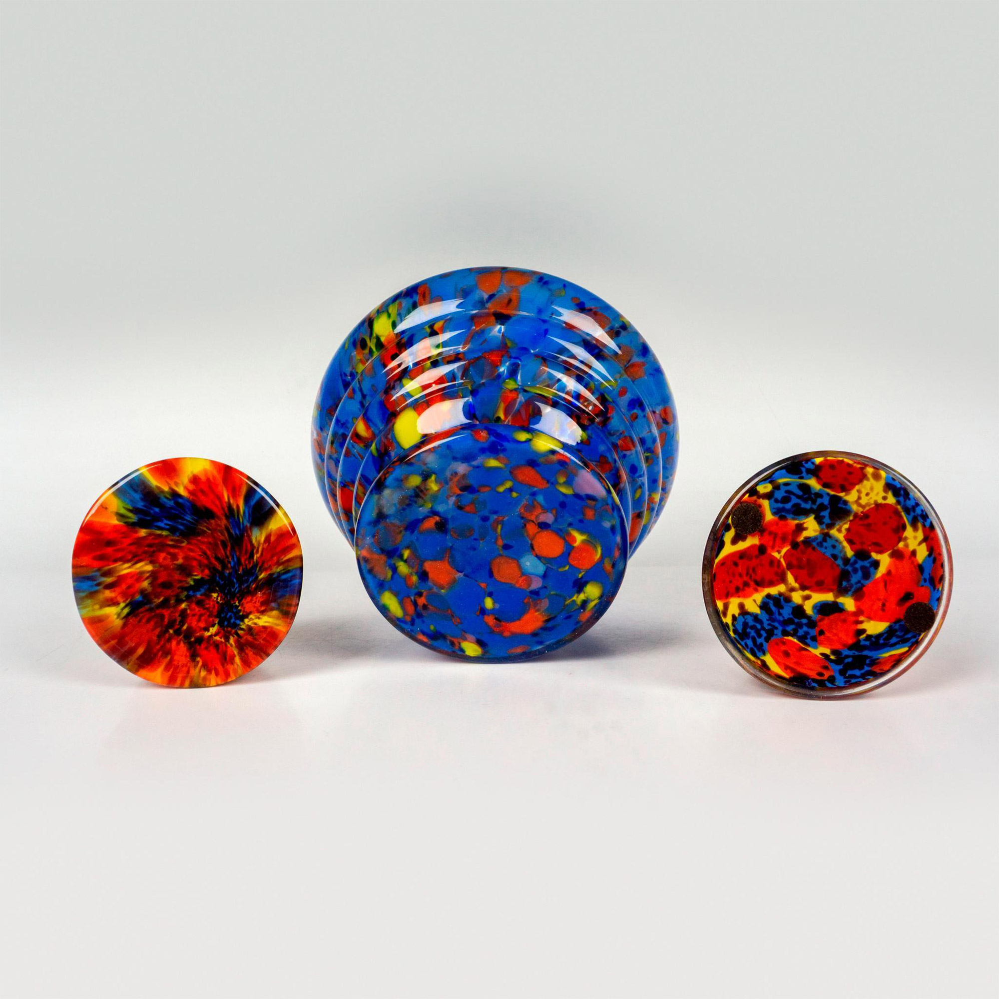 3pc Czech Art Glass Speckled Vases - Image 3 of 3