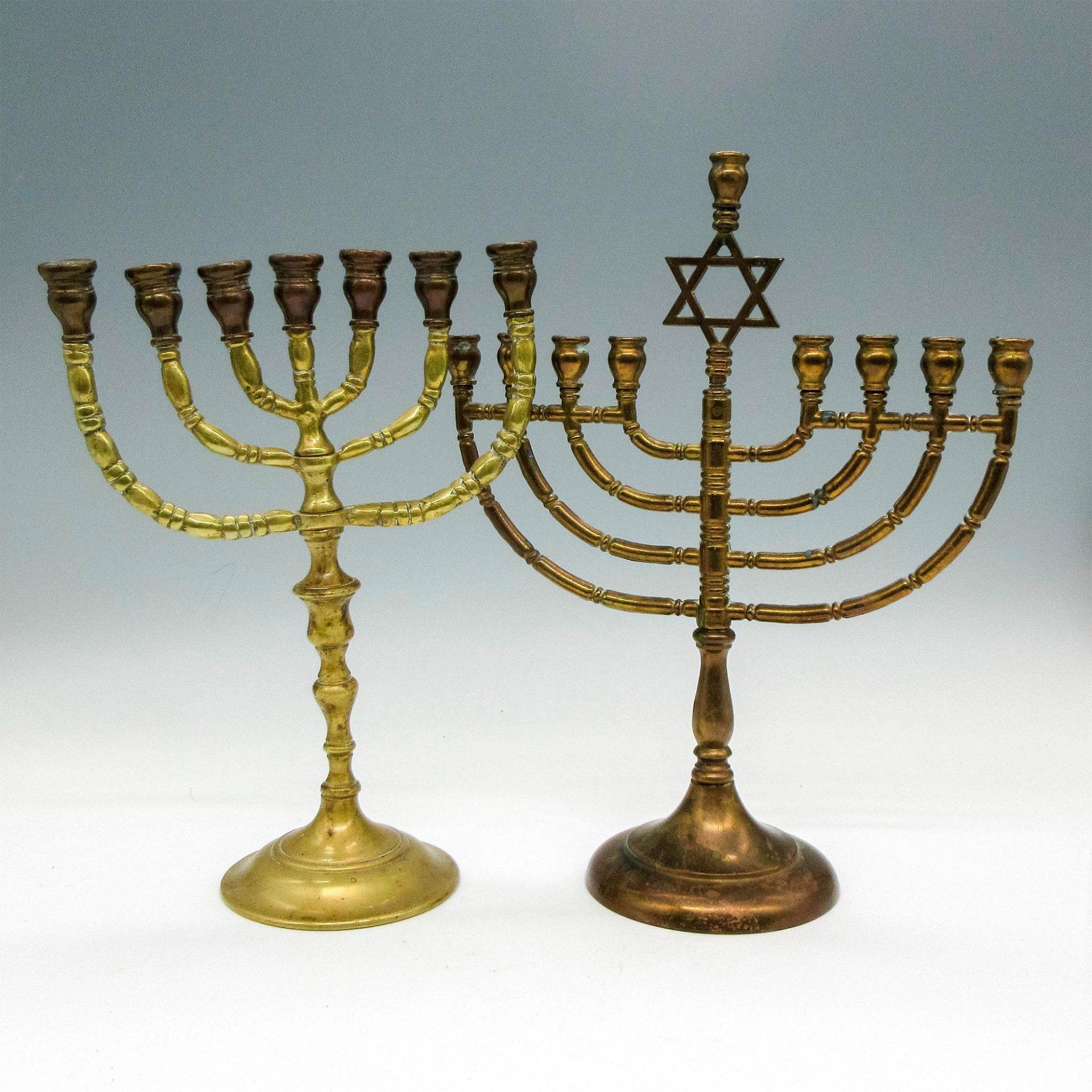 2pc Vintage Brass Menorahs