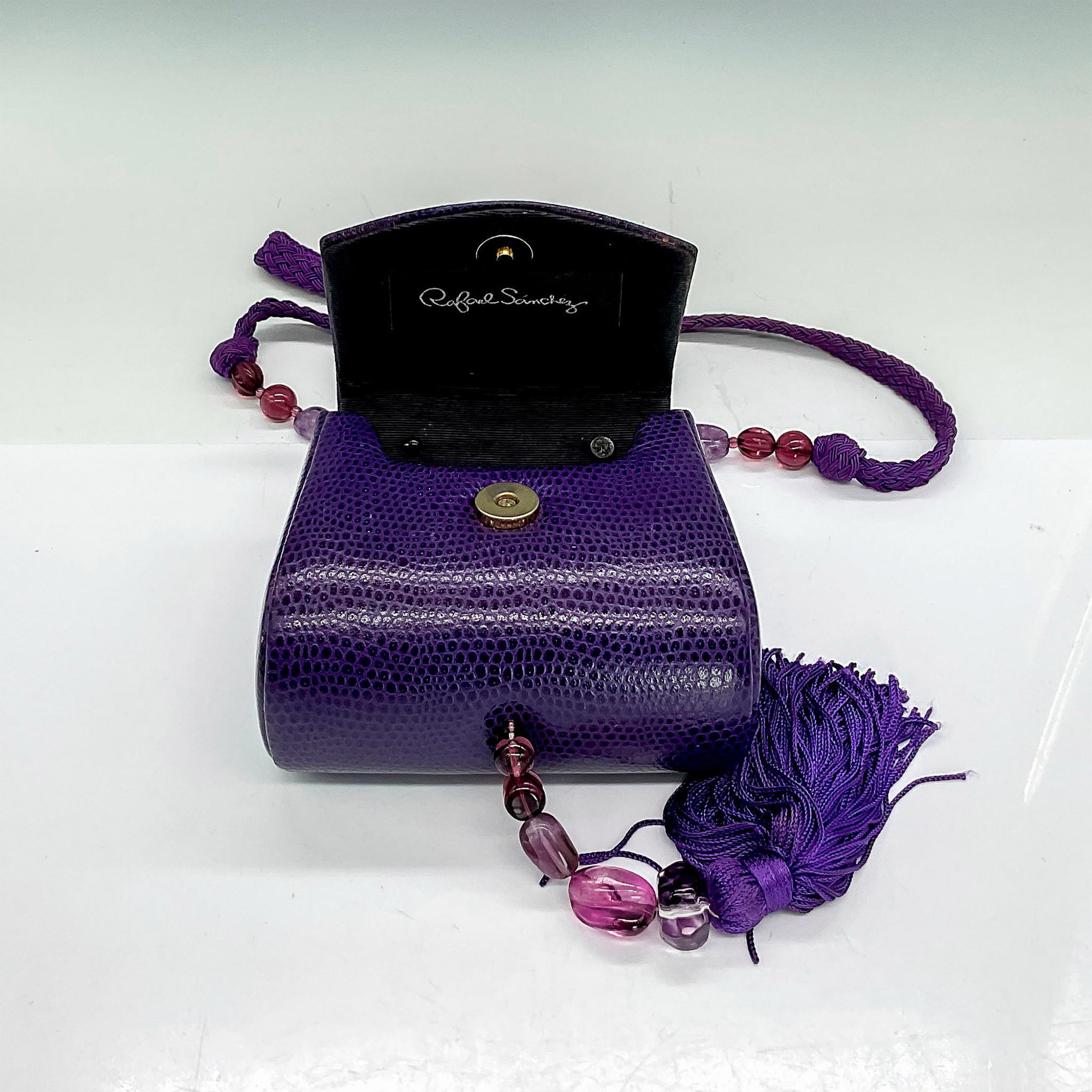 2 Snakeskin Handbags, Rafael Sanchez Purple, Finesse Tan - Image 9 of 9