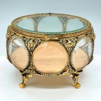 Antique Brass and Glass Jewelry Box