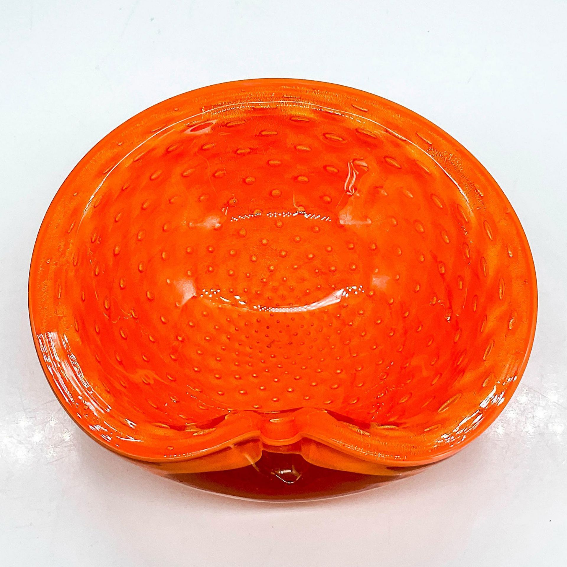 Alfredo Barbini Murano Glass Bowl, Orange and Gold - Image 2 of 3