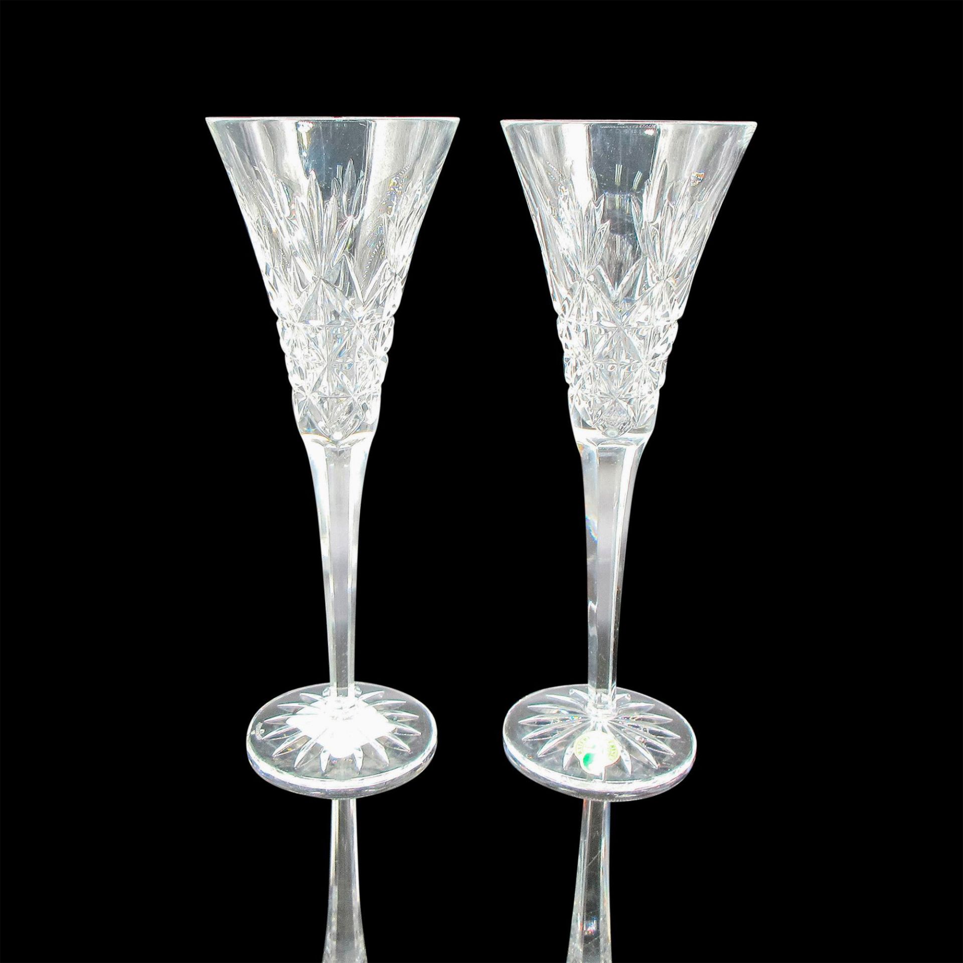 Pair of Waterford Crysal Champagne Flutes, Snow Crystals