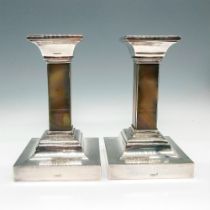 Pair of Silverplated Onyx Column Candleholders