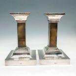 Pair of Silverplated Onyx Column Candleholders