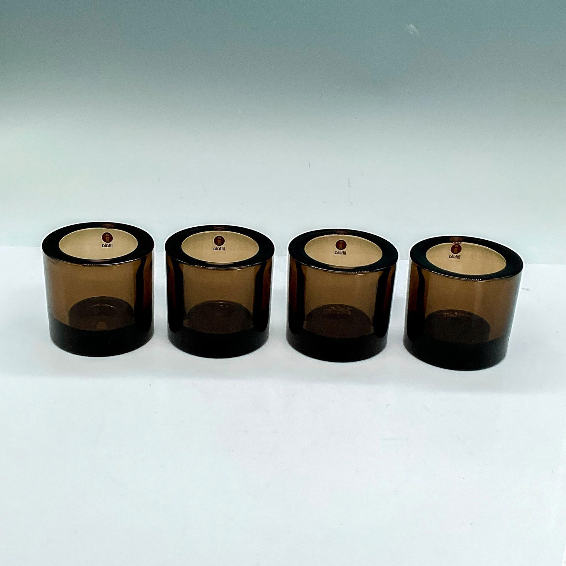 4pc Iittala Marimekko Glass Votive Holders, Kivi, Brown - Image 2 of 3