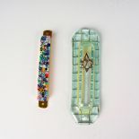 2pc Glass Judaica Mezuzahs