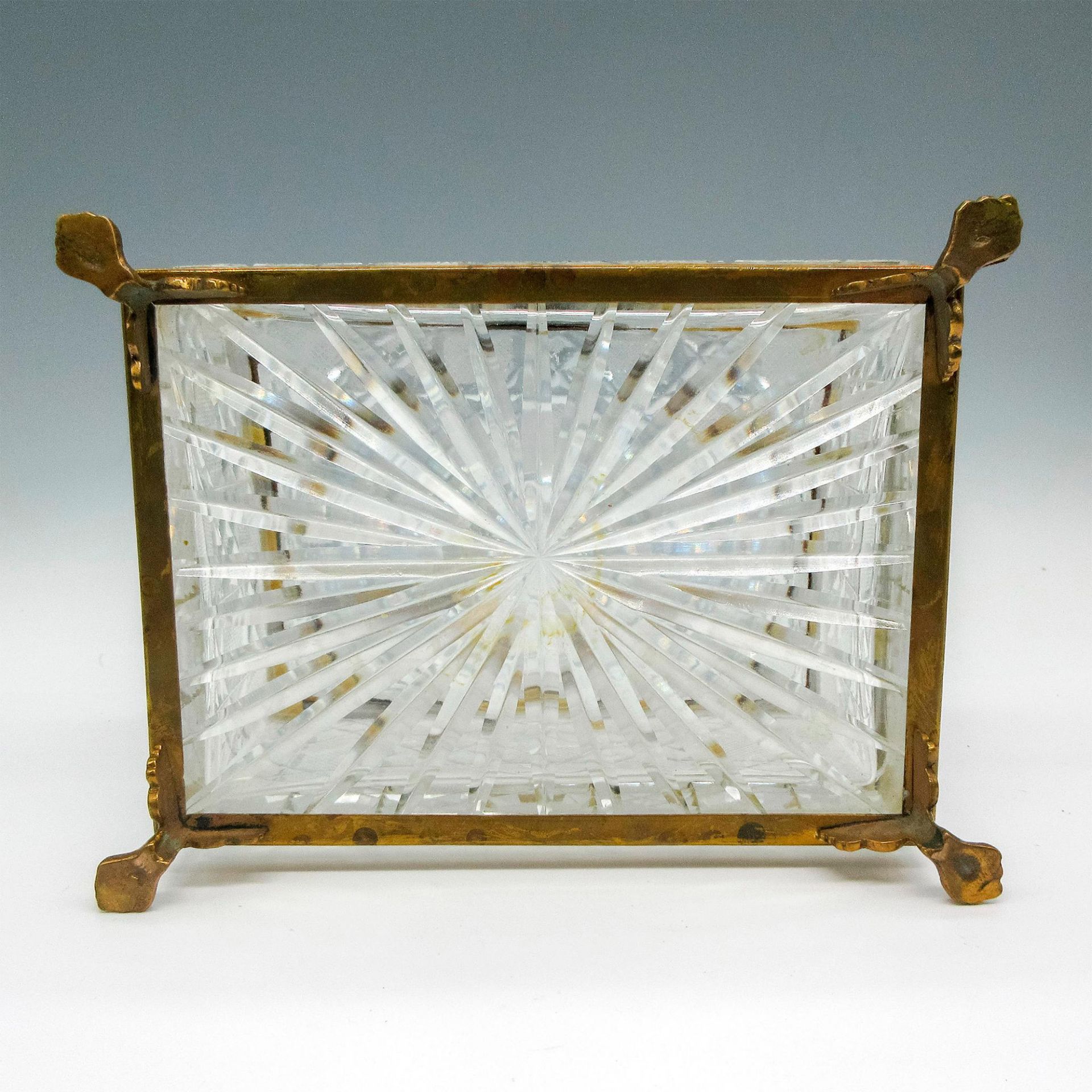 Cut Crystal and Brass Hinged Cigarette Box - Image 4 of 4