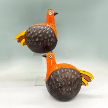 2pc Earthenware Bitossi Figures by Aldo Londi, Chickens