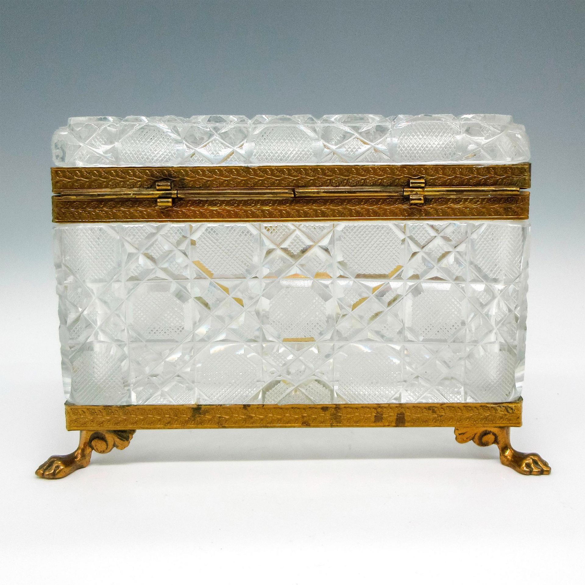 Cut Crystal and Brass Hinged Cigarette Box - Image 3 of 4