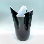 Unique Black and White Glass Handkerchief Vase