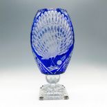 Czech Bohemian Artist Signed Cut Cobalt Crystal Vase