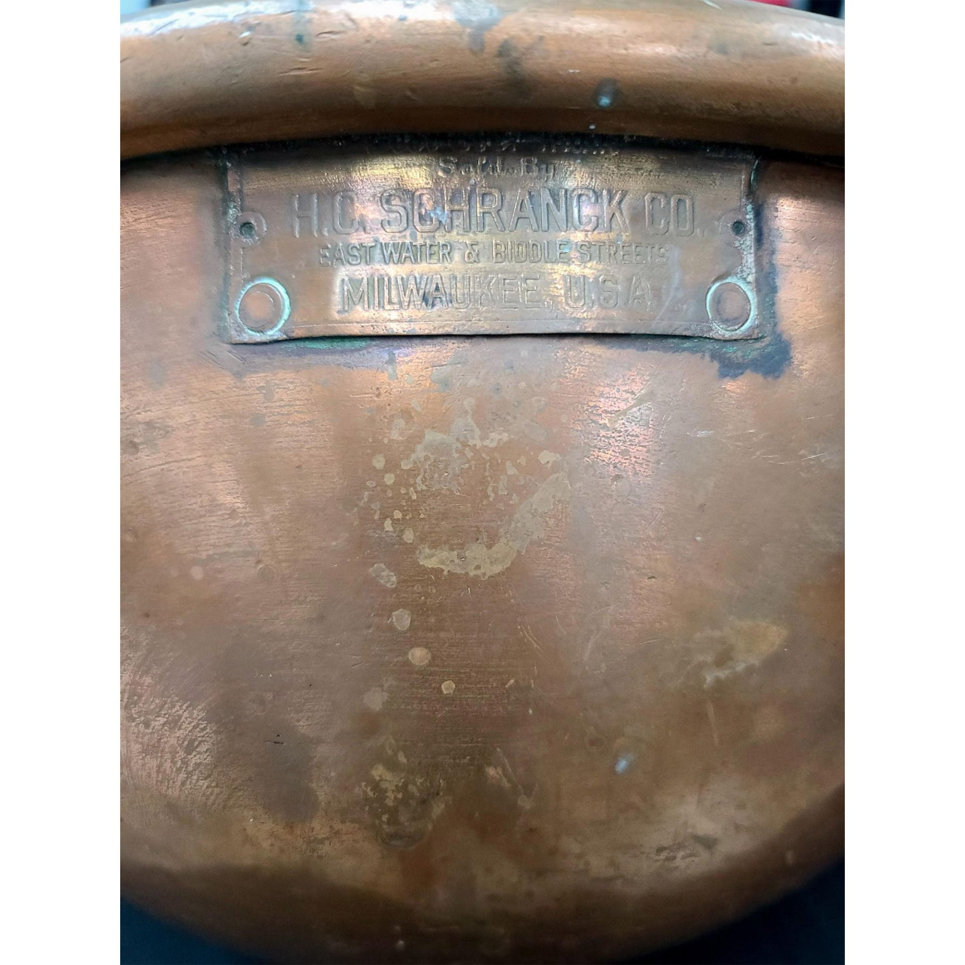 Antique Henry C. Schranck Large Copper Mixing Bowl - Bild 4 aus 5