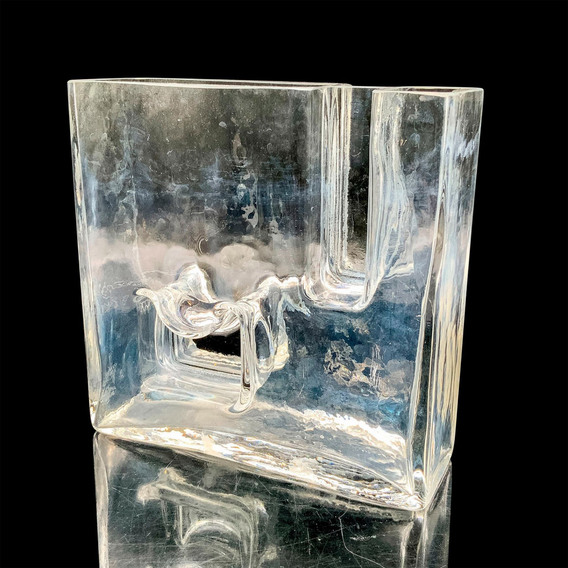 Riedel Art Deco Geometric Ice Glass Vase, Austria c. 1970 - Image 2 of 3