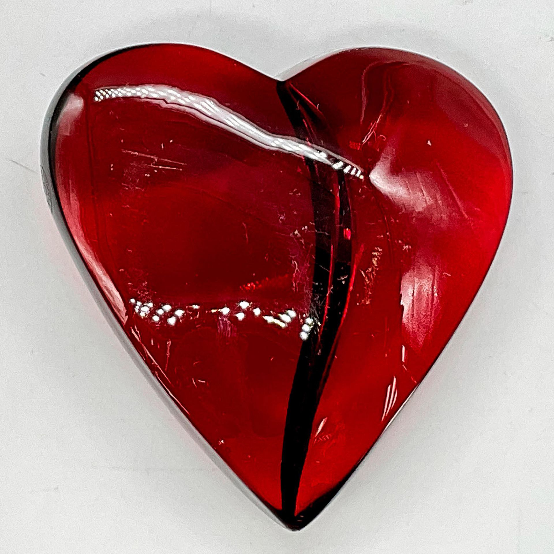 Baccarat Ruby Red Crystal Paperweight, Heart Of Gold - Image 2 of 3