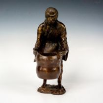 Bronze Chinese Man with Basket Statue