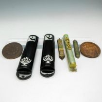 7pc Judaica Stone and Metal Mezuzahs