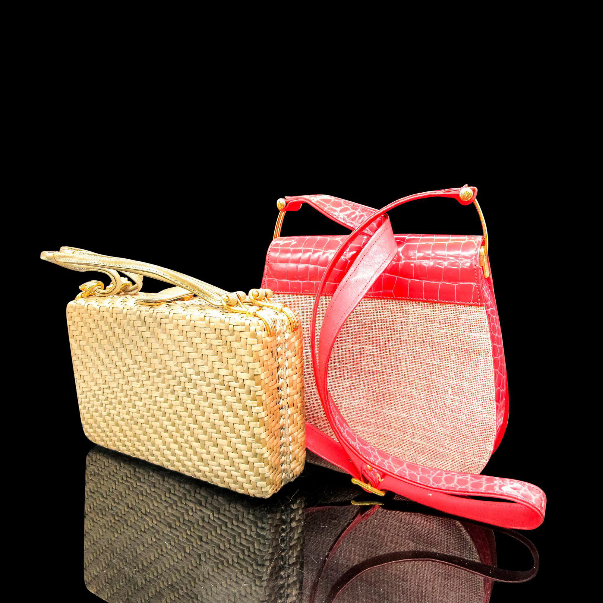 2pc Designer Woven Handbags - Image 3 of 3