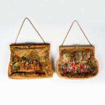 2pc Antique French Tapestry Purses