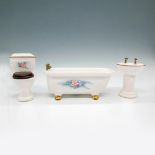 3pc Vintage Dollhouse Miniatures Porcelain Bathroom Set