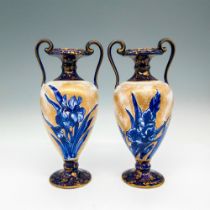 2pc Royal Doulton Porcelain Blue Iris Bud Vases