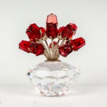 Swarovski Crystal Figurine, Vase of Red Roses