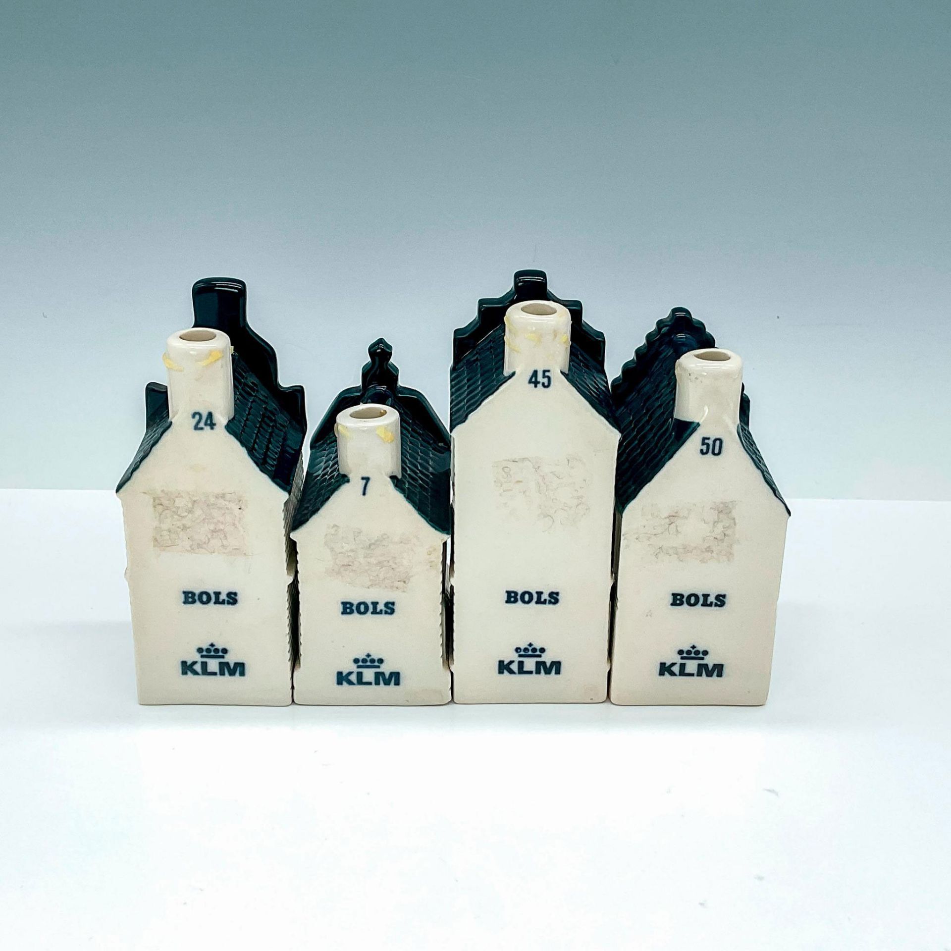 4pc KLM Delft Blue House Gin Bottles, Empty - Image 2 of 3