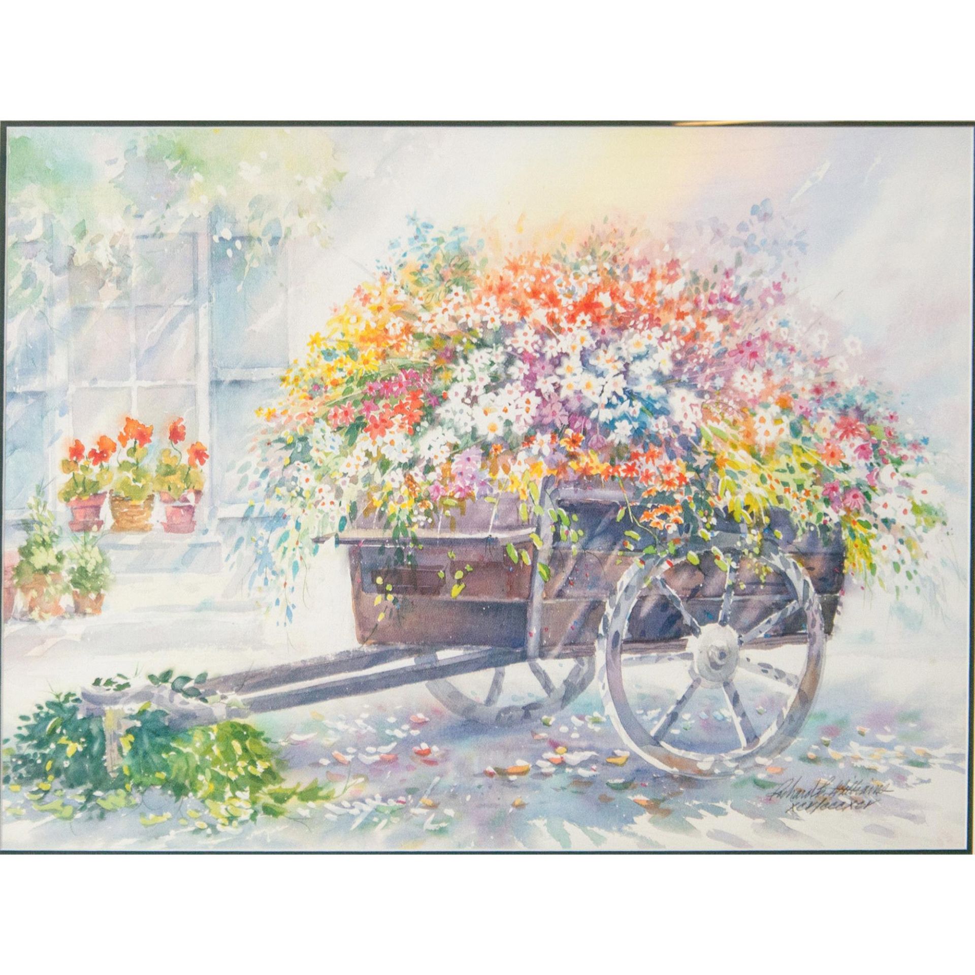 Richard Williams (American, 20th c) Lithograph, Flower Wagon - Image 2 of 5