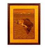 Jeffrey Nelson (American, 20th c.) Wood Marquetry Art, Bass