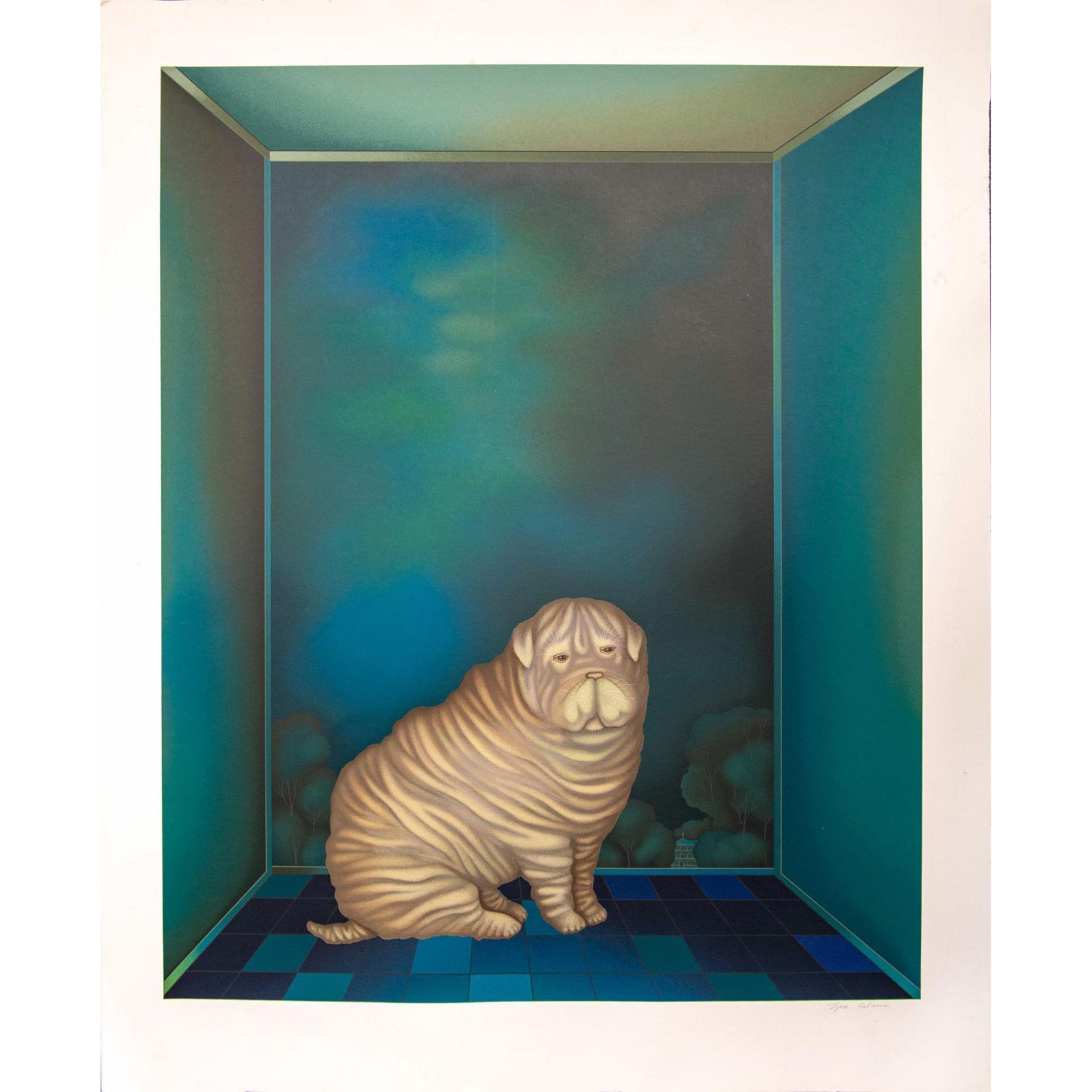 Igor Galanin Signed Modernist Serigraph Print, Shar Pei