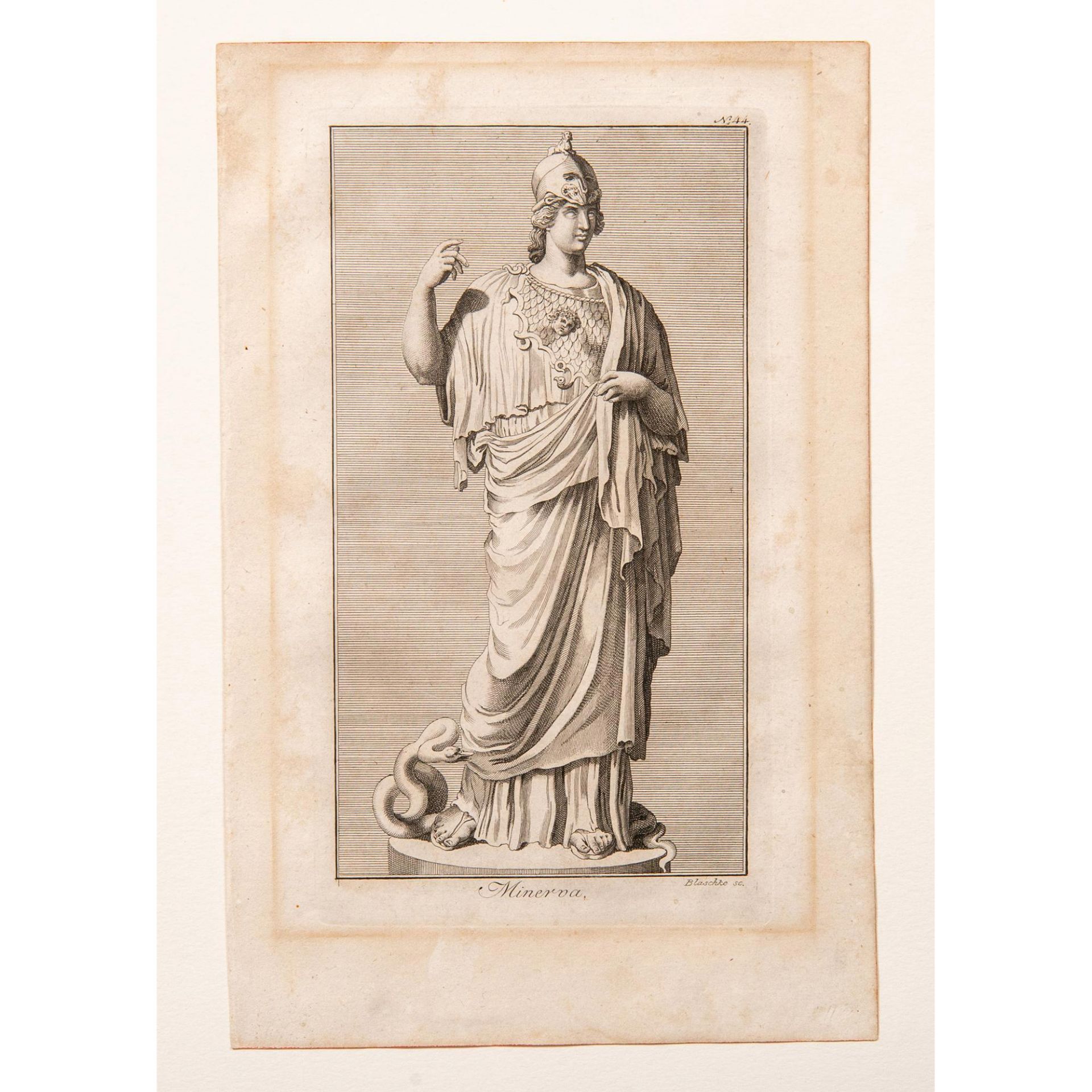 19th c. Engraved Print on Laid Paper, Minerva - Bild 4 aus 4