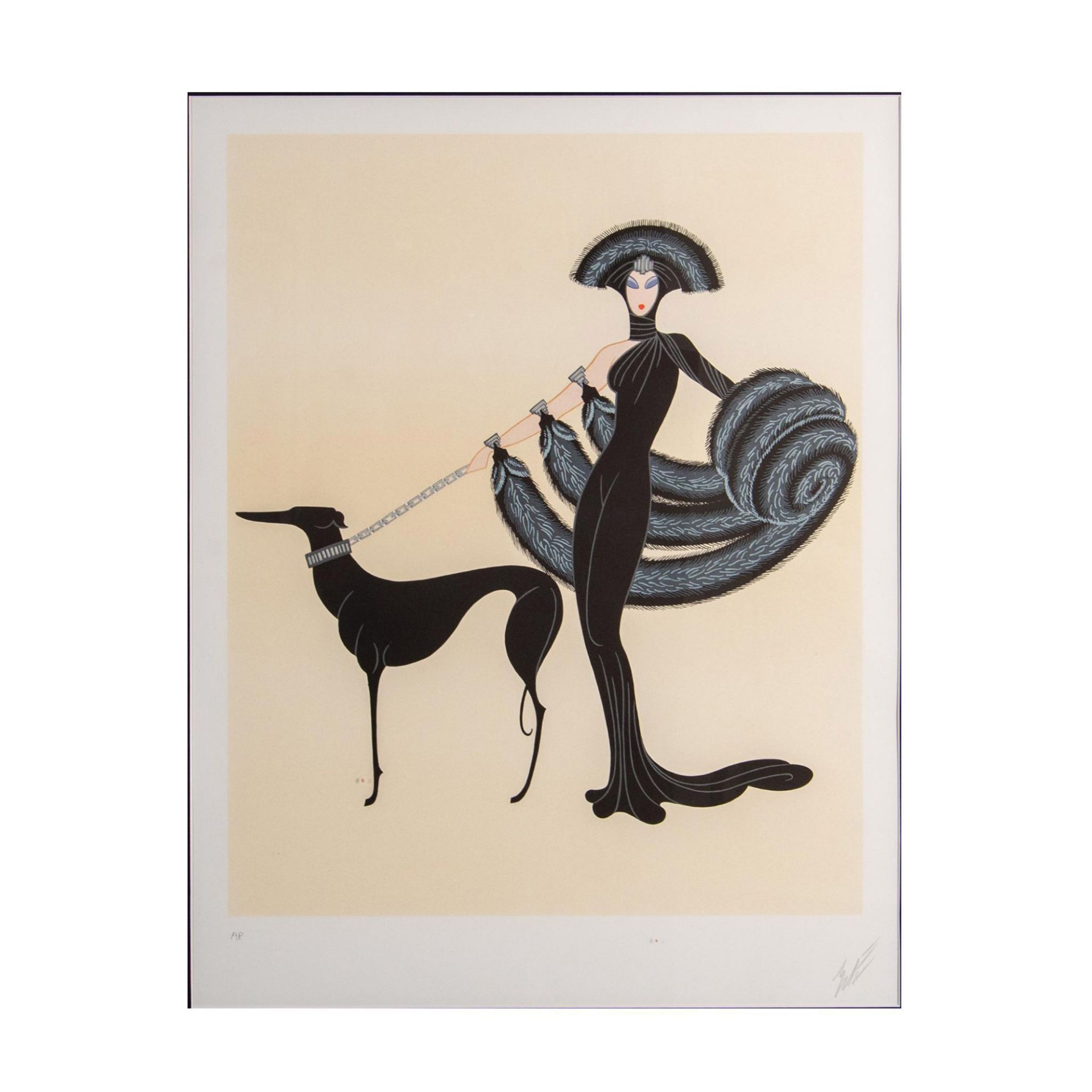 Erte, Original Color Serigraph, Symphony in Black, Signed - Bild 2 aus 5