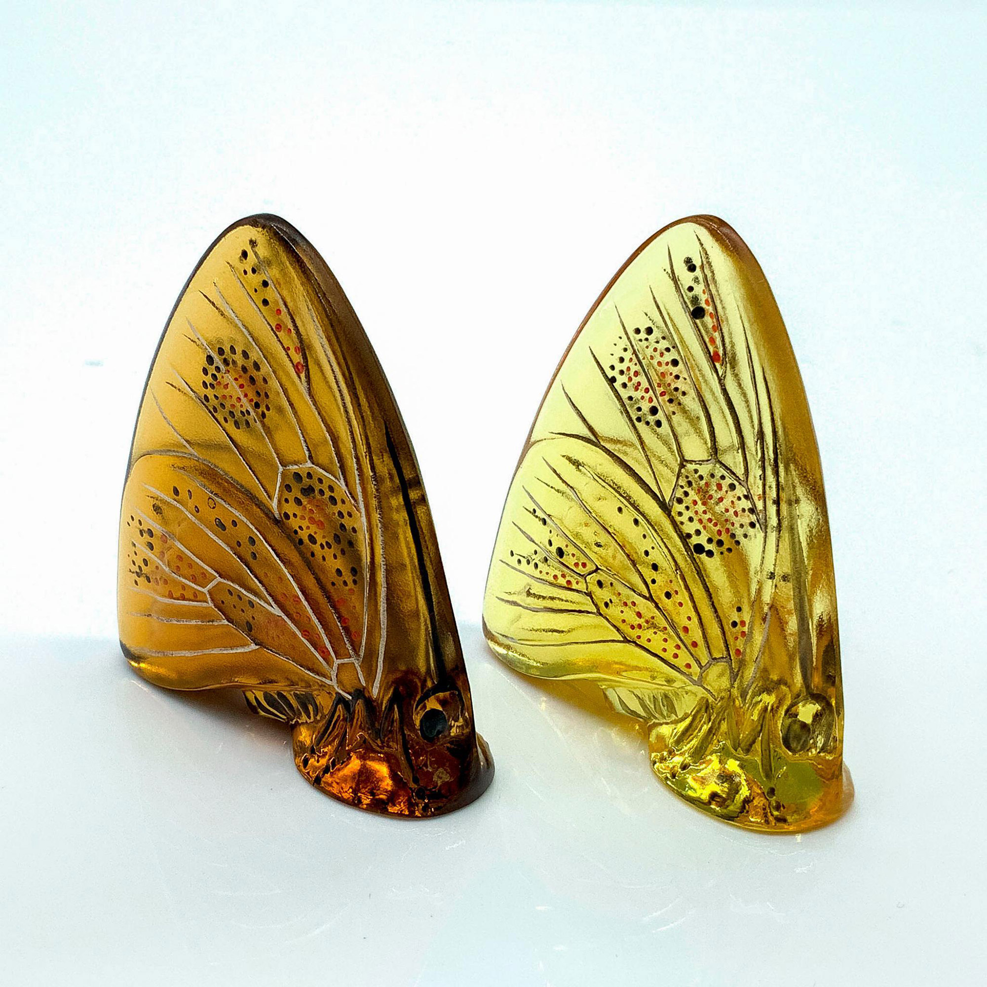 Pair of Lalique Crystal Enameled Butterfly Figurines - Image 2 of 3