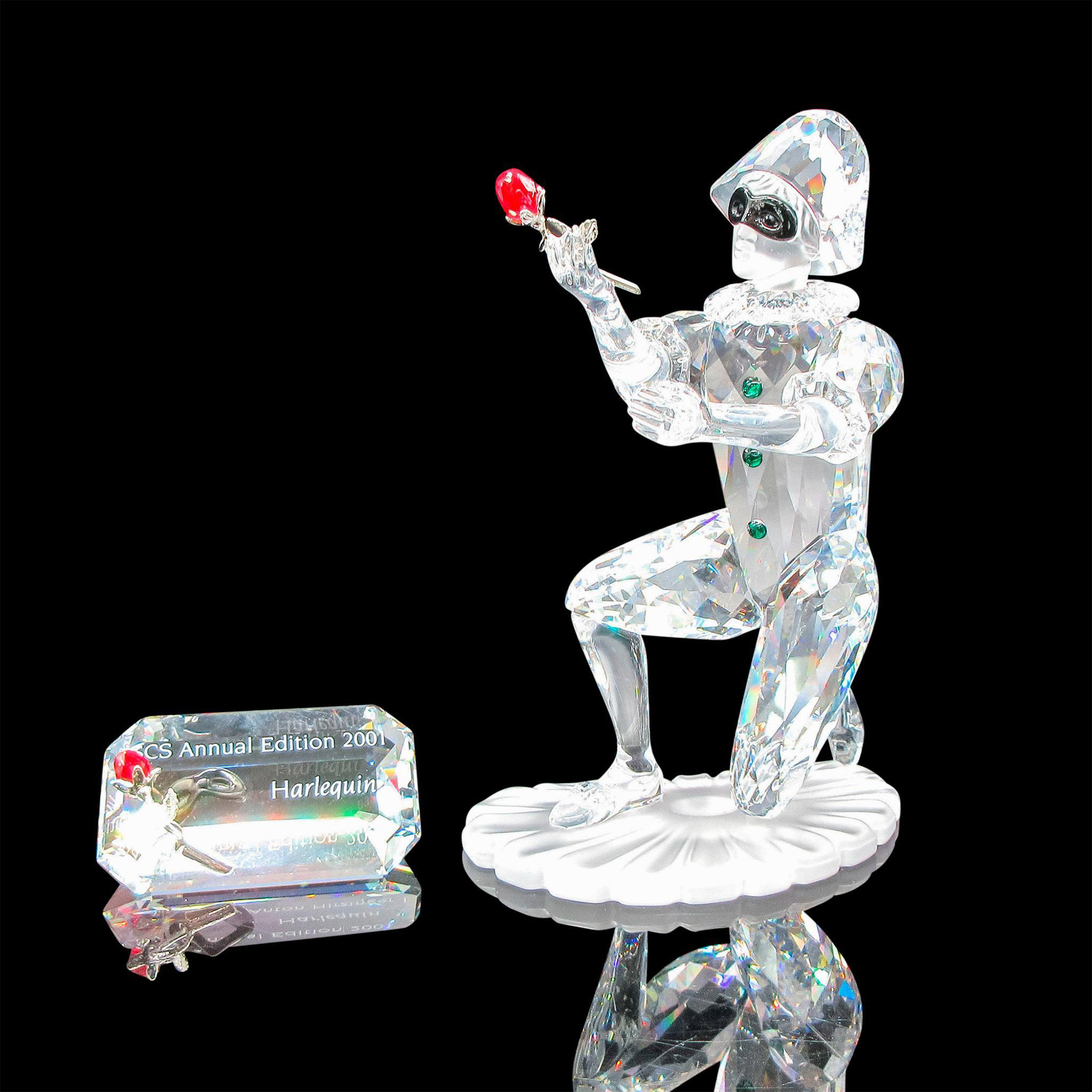 2pc Swarovski Silver Crystal Figurine, Harlequin