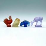 4pc Lalique Crystal Animal Figurines Frosted Color