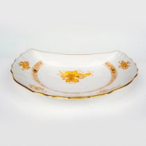 Herend Porcelain Crescent Plate, Yellow Chinese Bouquet