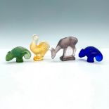 4pc Lalique Crystal Animal Figurines Color Frosted