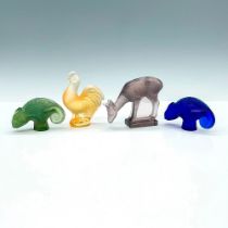 4pc Lalique Crystal Animal Figurines Color Frosted
