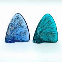 Pair of Lalique Crystal Enameled Butterfly Figurines