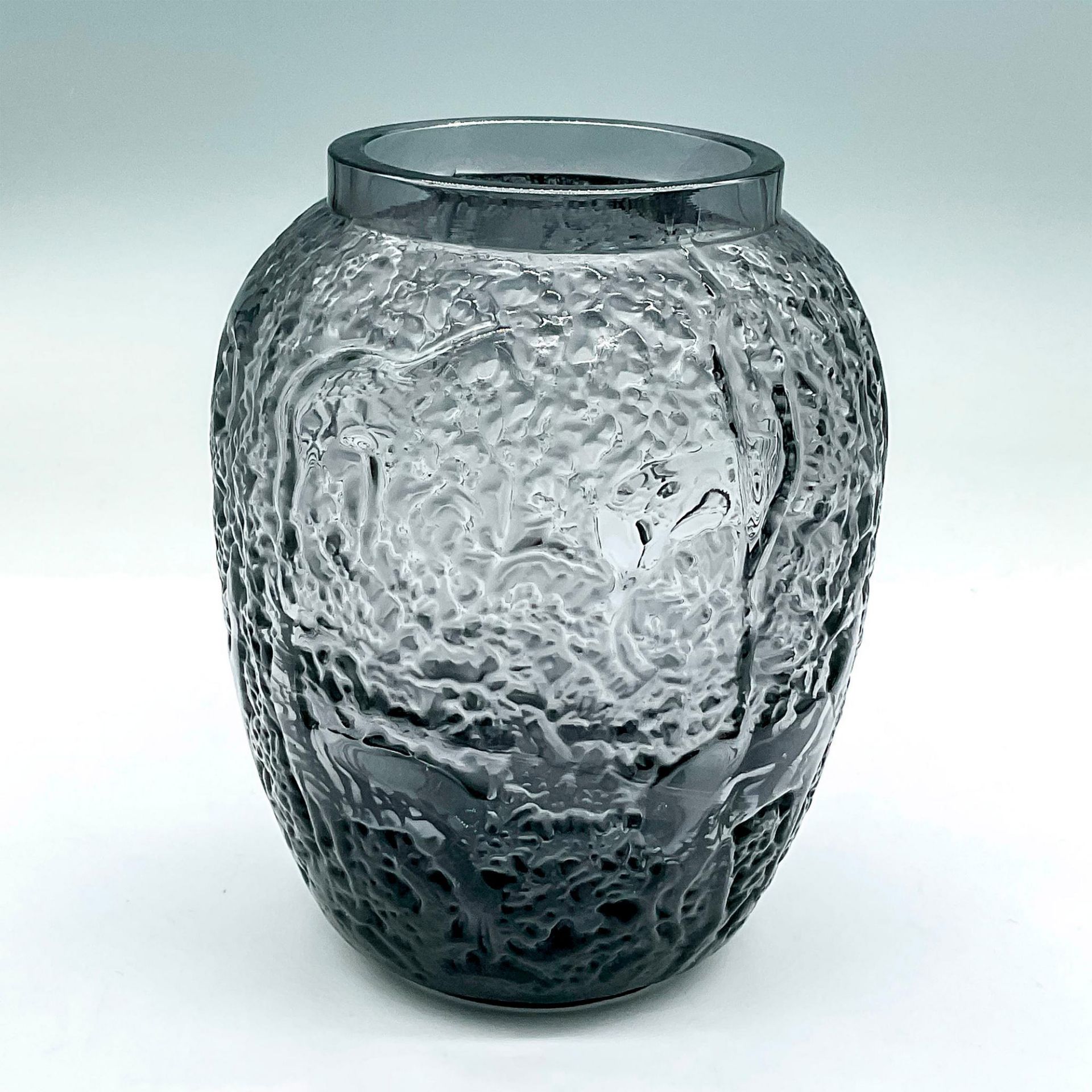 Lalique Crystal Smokey Grey Vase, Biches Deer - Bild 2 aus 3
