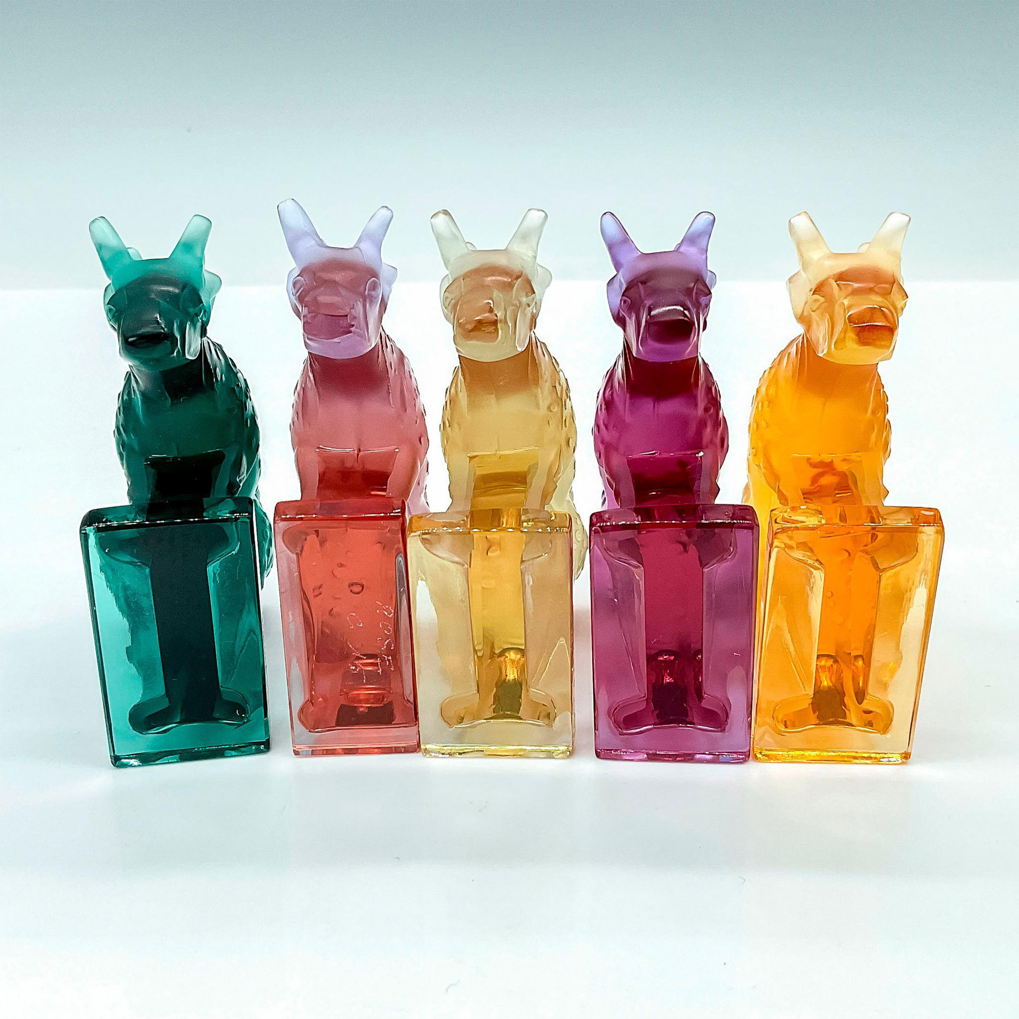 5pc Lalique Crystal Deer Figurines Frosted Color - Image 3 of 3