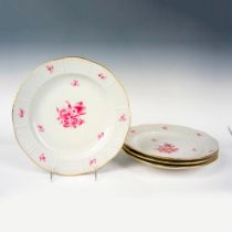 Set of 4 Herend Porcelain Pink Bouquet Dinner Plates