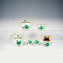 7pc Herend Porcelain Collectibles, Chinese Bouquet Green