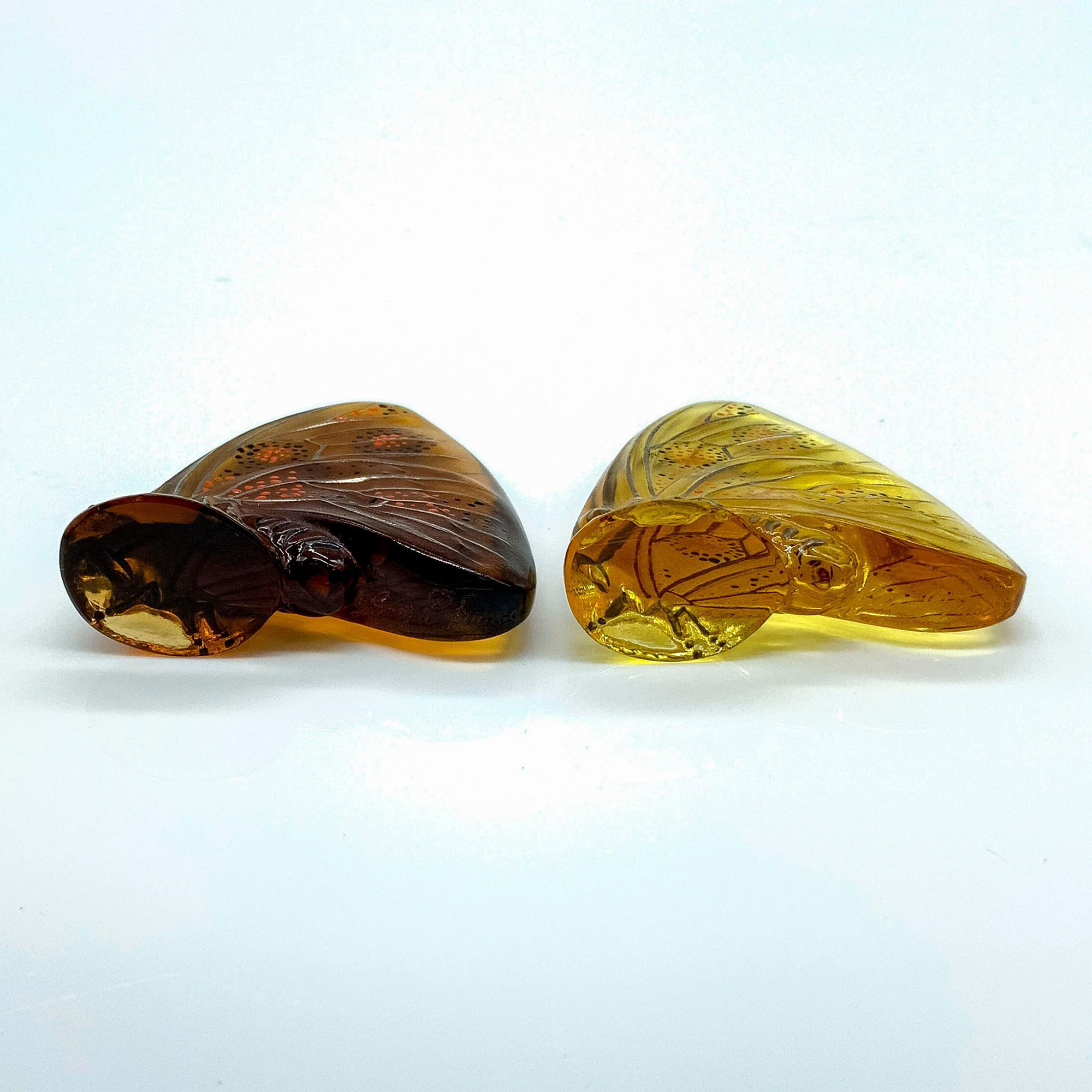 Pair of Lalique Crystal Enameled Butterfly Figurines - Image 3 of 3