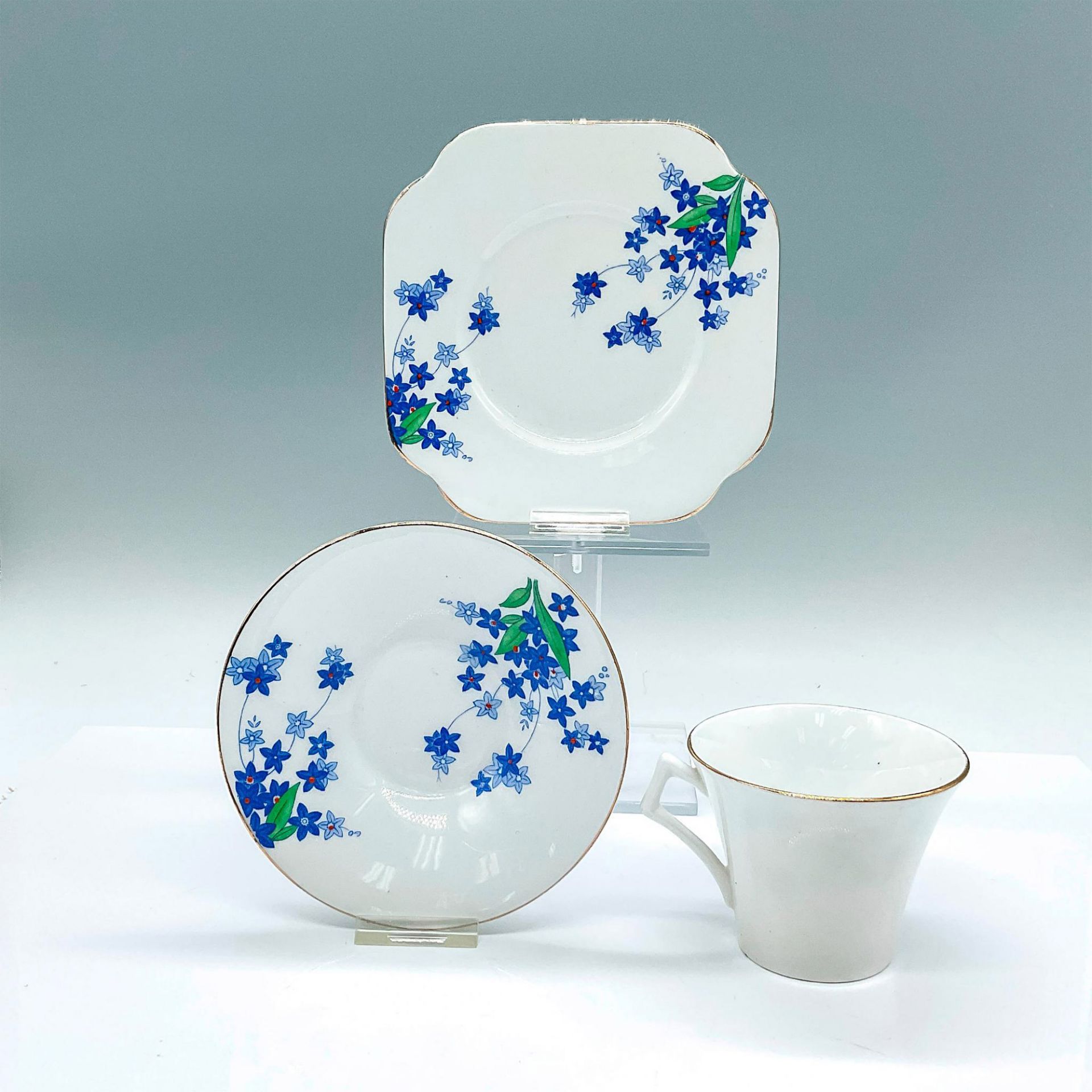 Colclough Bone China Blue Floral Tea Trio No. 4117 - Bild 2 aus 3