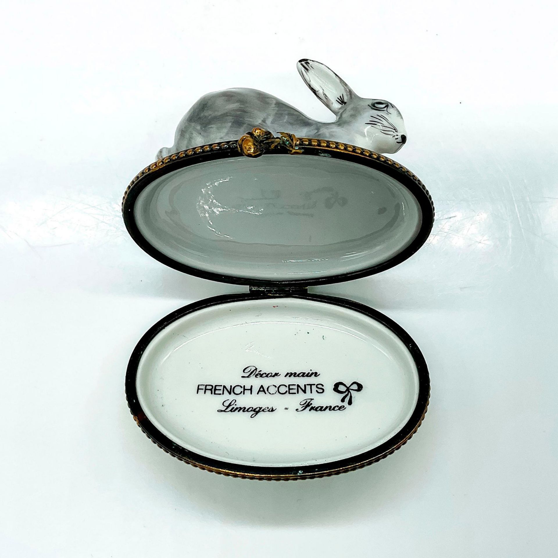 Vintage French Accents Porcelain Limoges Rabbit Box - Image 4 of 4