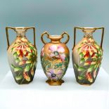 Three Beautiful Nippon Hand Painted Floral Amphora Vases
