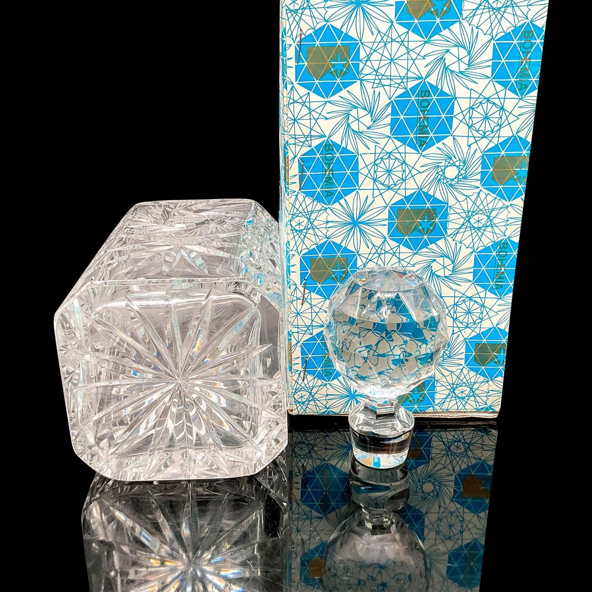 Bohemia Crystal Square Decanter w/Spherical Plug, Pinwheel - Image 3 of 3