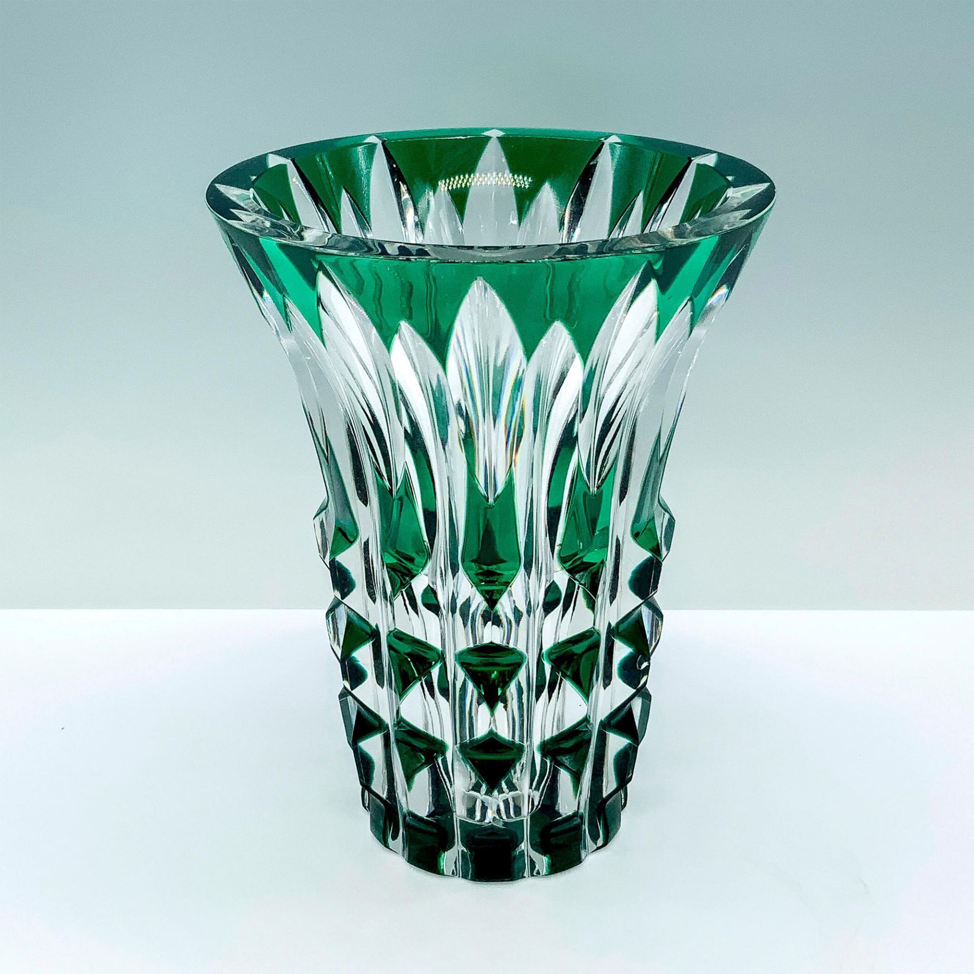 Val Saint Lambert Green Crystal Vase - Image 2 of 3