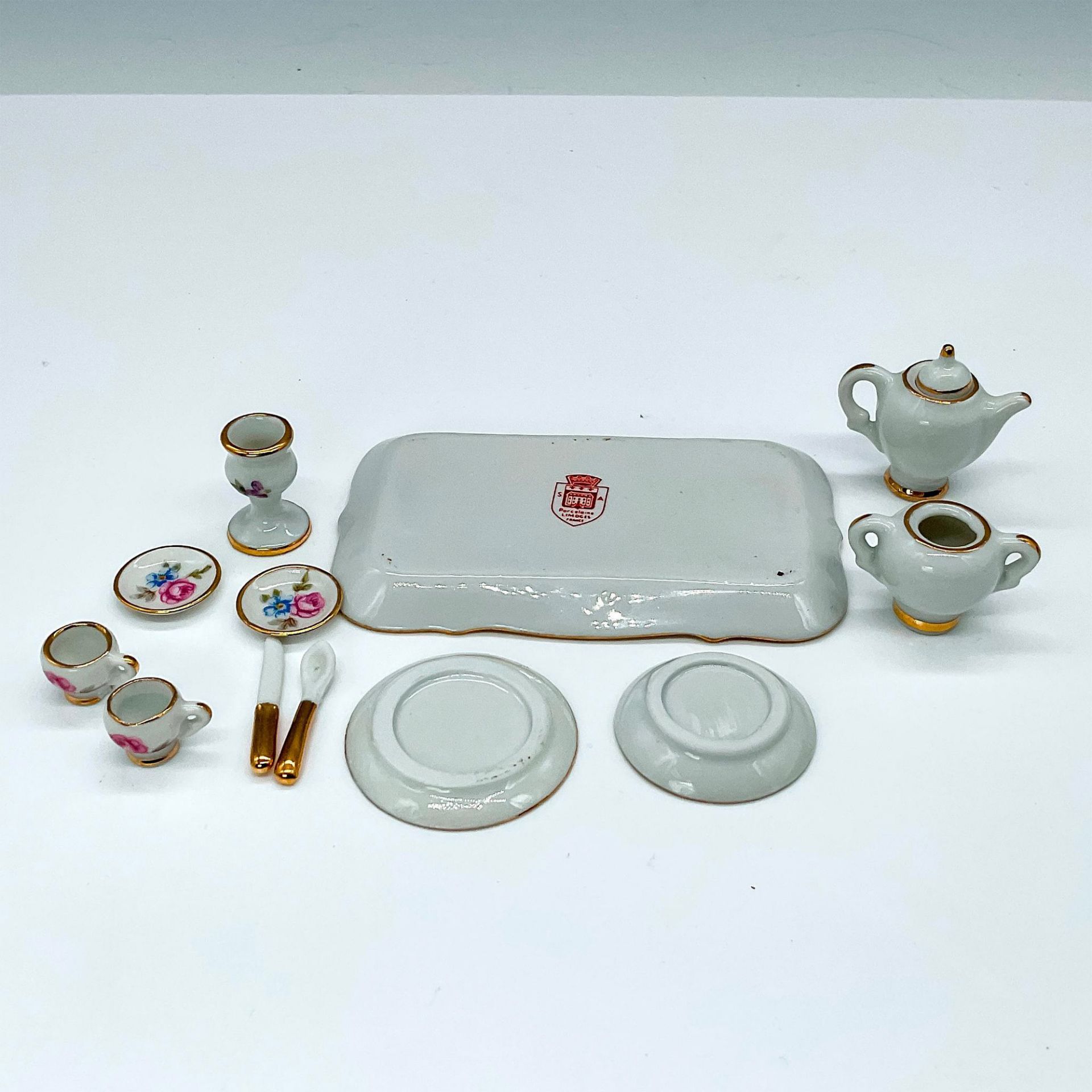 13pc SA Porcelaine Limoges Dollhouse Miniature Tea Set - Bild 2 aus 3