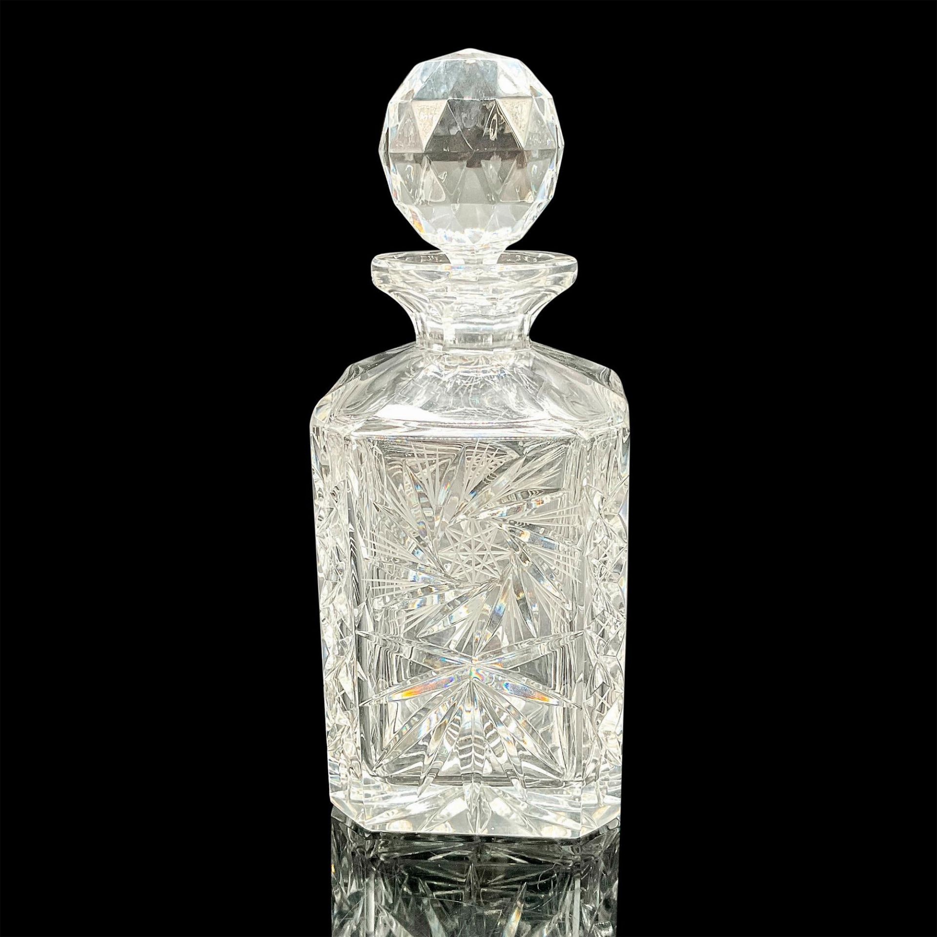 Bohemia Crystal Square Decanter w/Spherical Plug, Pinwheel